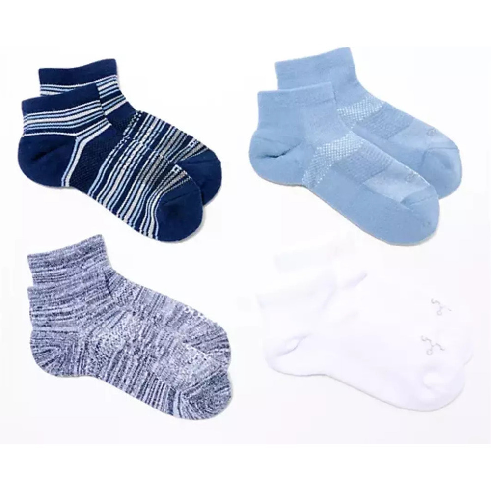 2 Pack Tommie Copper 4 Pk UltraTemp & Ultraguard Ankle Socks - Blue Stripe Large